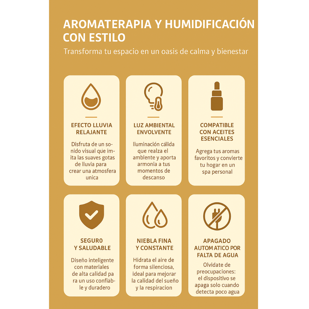 Humidificador Ovni Aromatizador Difusor Aceite + 12 Esencias Café